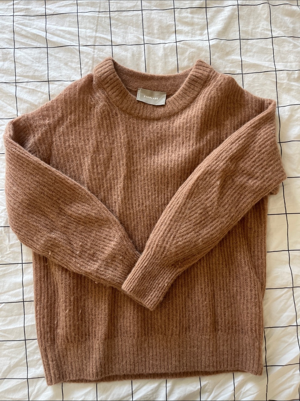 Everlane Alpaca Wool Ribbed Knit Crewneck Sweater
